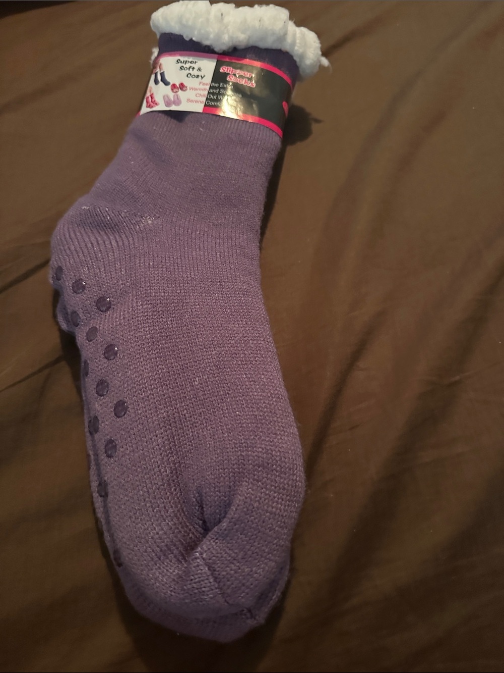 Cozy Plush-Lined Non-Slip Socks - Purple
